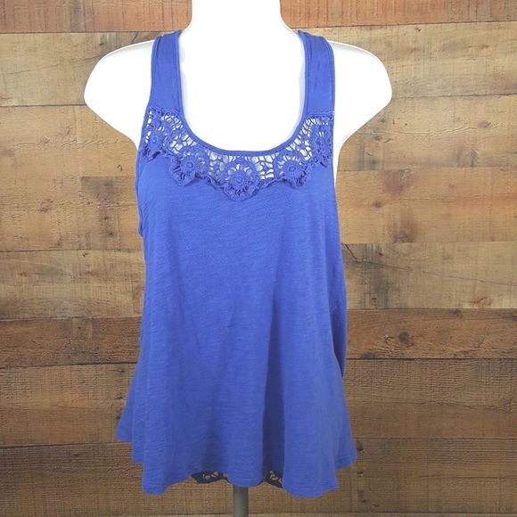 So Juniors Doily Knit Tank Top Junior Women's Size Small Blue - Picture 1 of 5